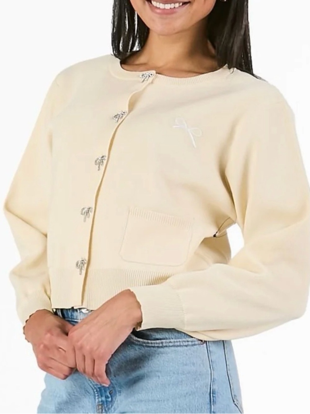 Simply Southern Cream Cropped Knit Cardigan